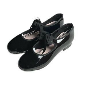 New Capezio Jr Tyette Tap Dance Shoes Patent Leather Black 2.5